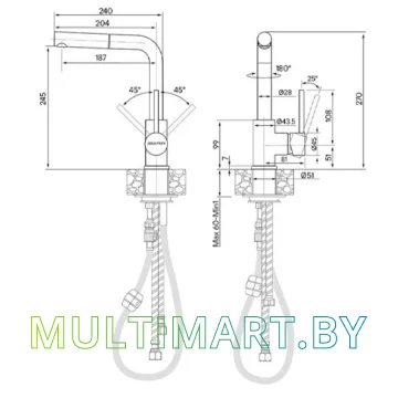 Смеситель Paulmark Kassel Ka214311-401TB (антрацит) картинка 3